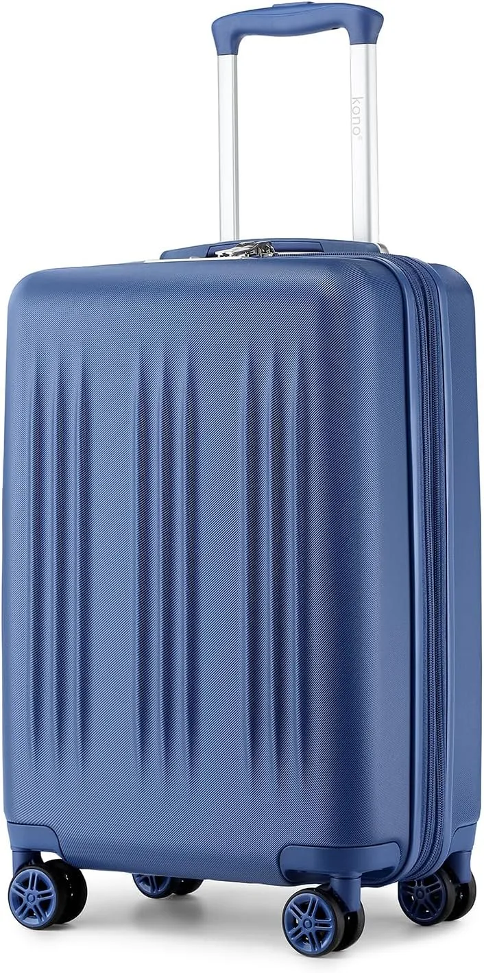 Kono Small 20 Inch Expandable Carry On Luggage with Spinner Wheels & TSA Lock, Scratch and Drop Resistant Hard Shell ABS & PC 22x14x9 Airline Approved Suitcase (Navy)