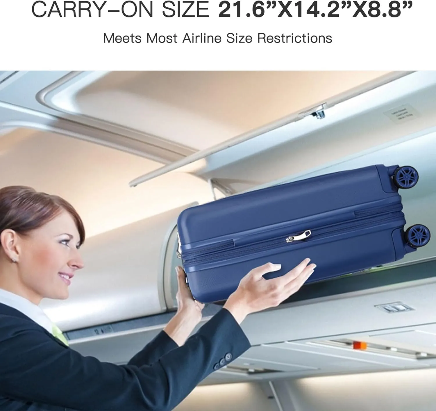 Kono Small 20 Inch Expandable Carry On Luggage with Spinner Wheels & TSA Lock, Scratch and Drop Resistant Hard Shell ABS & PC 22x14x9 Airline Approved Suitcase (Navy)