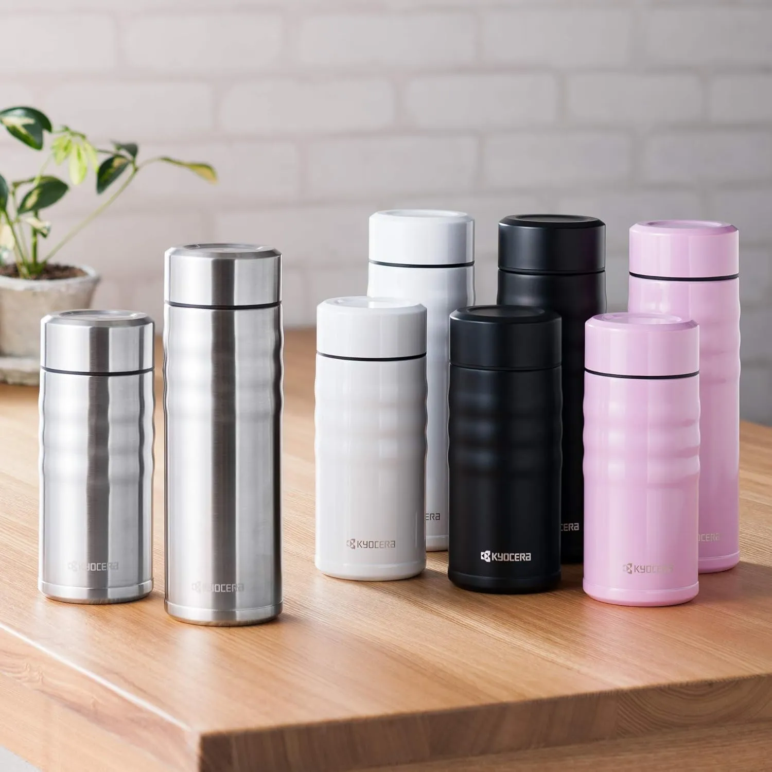 Kyocera Travel Mug with Twist Top, 17oz, Stainless Steel