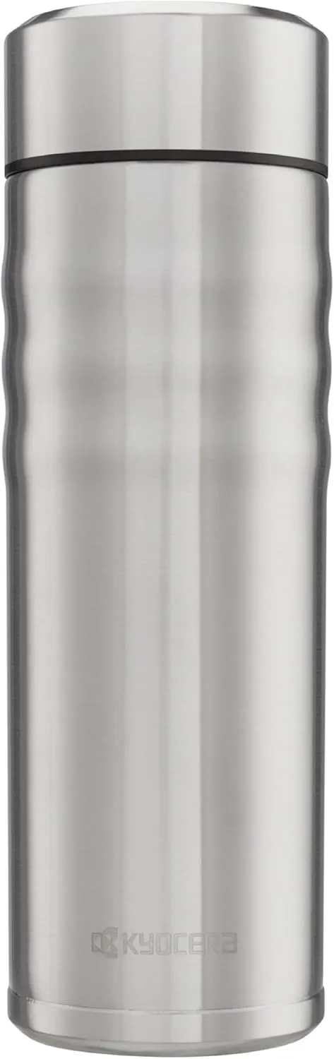 Kyocera Travel Mug with Twist Top, 17oz, Stainless Steel