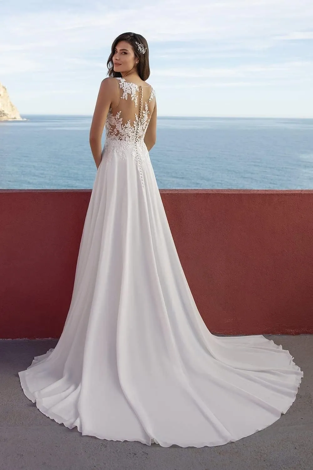 Lace Appliqued Wedding Dresses for Bride 2025 Beach Wedding Bridal Gowns for Women