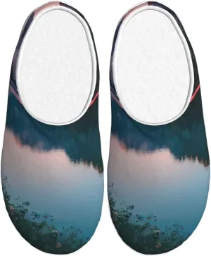 Lake and Sunset Print Spring travel slippers Unisex Shoes Anti Pilling Washable Cozy Stylish Footwear