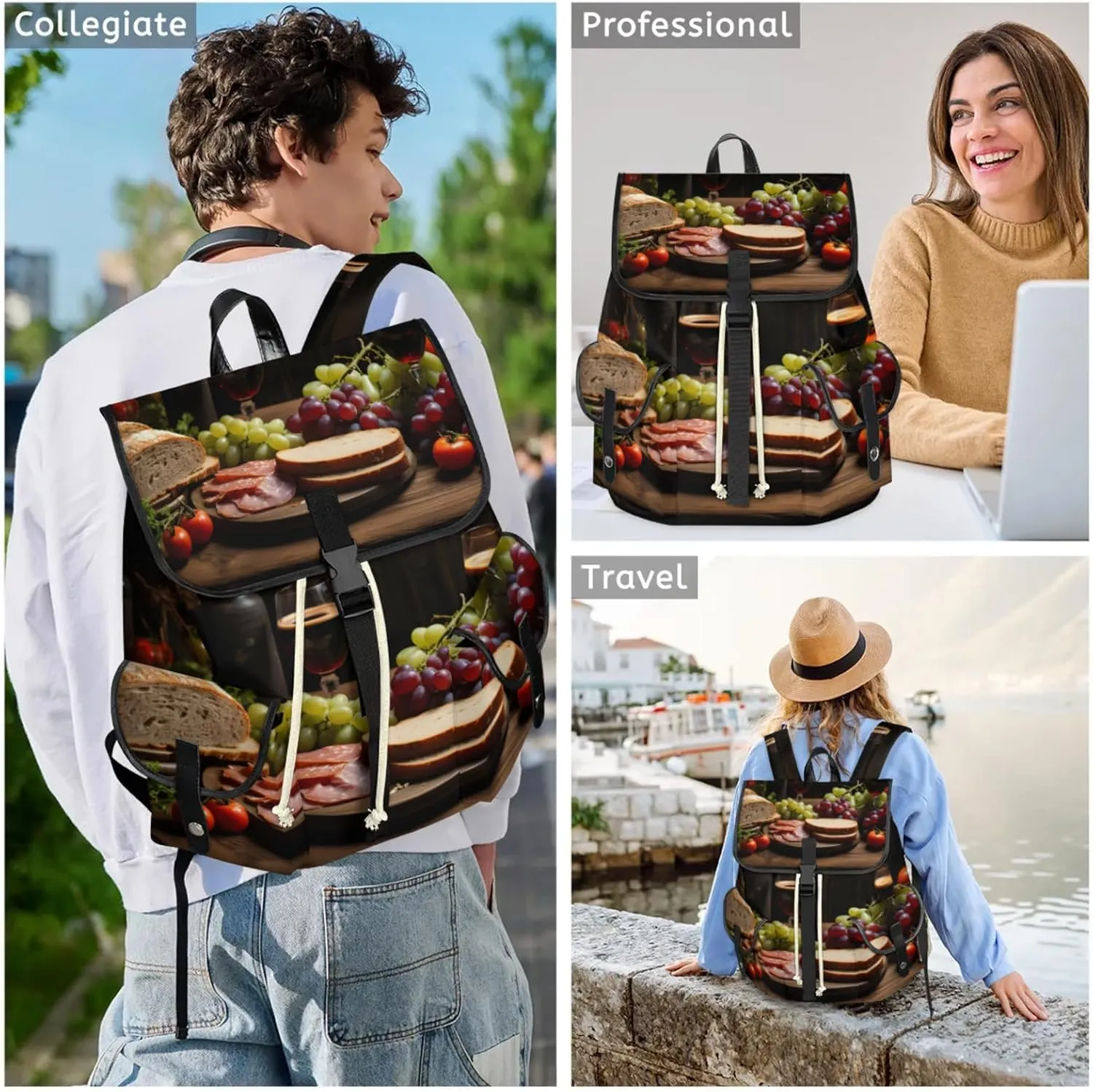 Laptop Backpacks Grape Wine Tomato Travel Backpack for Women Work Backpack Computer Bag for Business Travel Fits 15 Inch Laptop