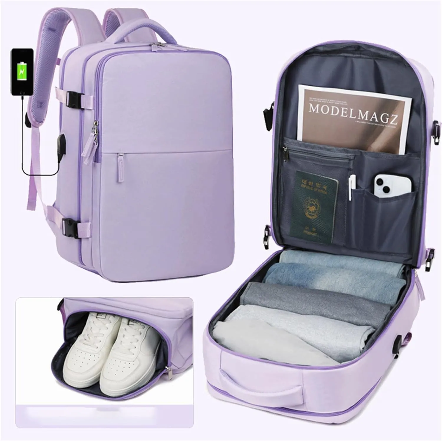 Levettevac Mochila, Levettevac Backpack, LevetteBag, Levette Bag, Large Capacity Bag with Separate Compartment (Purple)