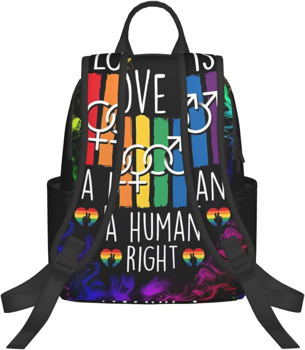 LGBT Rainbow Gay Pride Flag Love Is a Human Right Travel Laptop Backpack Casual Backpacks Double Shoulder Daypack Notebook Rucksack Work Bags Sports Bag for Hiking Camping Beach