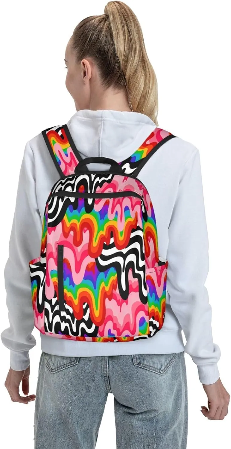 LGBT Rainbow Pride Gay Colorful Graffiti Travel Laptop Backpack Casual Backpacks Double Shoulder Daypack Notebook Rucksack Work Bags Sports Bag for Hiking Camping Beach