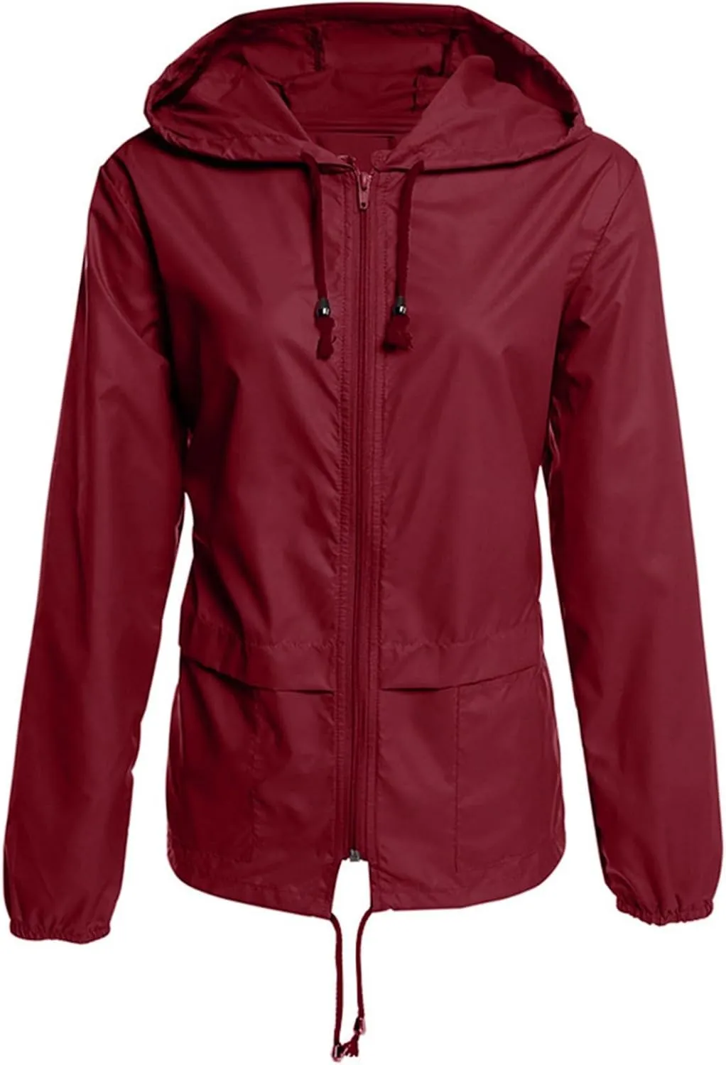 Lightweight Rain Jacket Women Hooded Windproof Rain Coats Packable Zip Up Solid Color Active Outdoor Travel Jacket