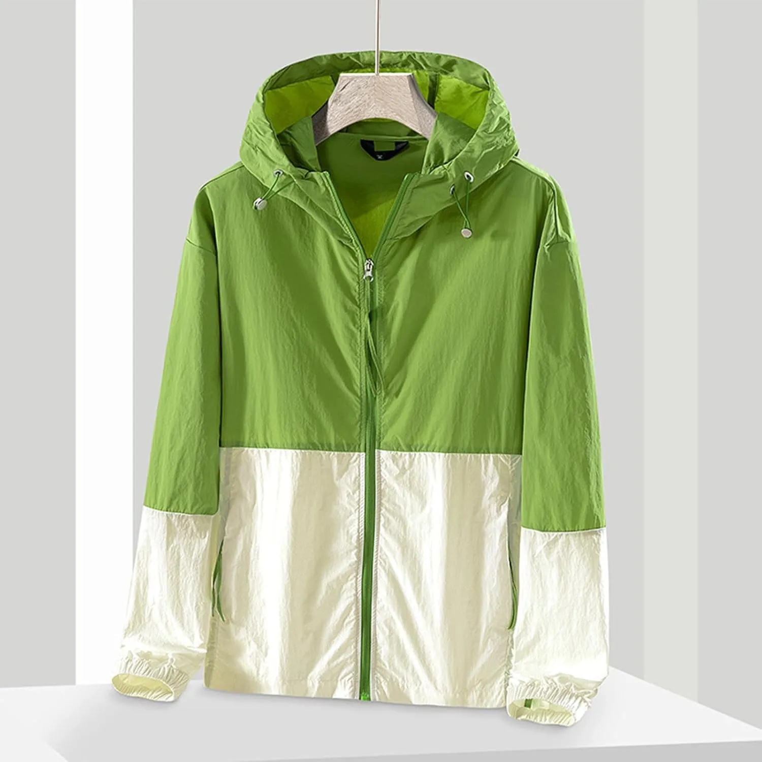 Lightweight Rain Jacket Women Waterproof Rain Coats Color Block Windbreaker Jacket Packable Raincoats Hooded Hackets