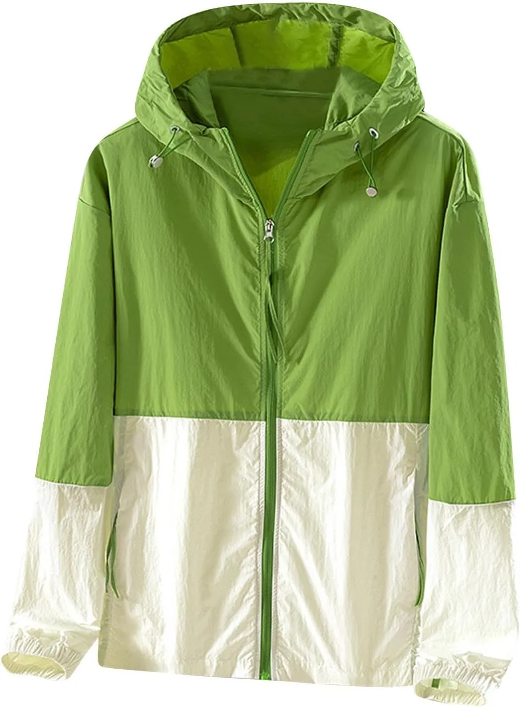 Lightweight Rain Jacket Women Waterproof Rain Coats Color Block Windbreaker Jacket Packable Raincoats Hooded Hackets