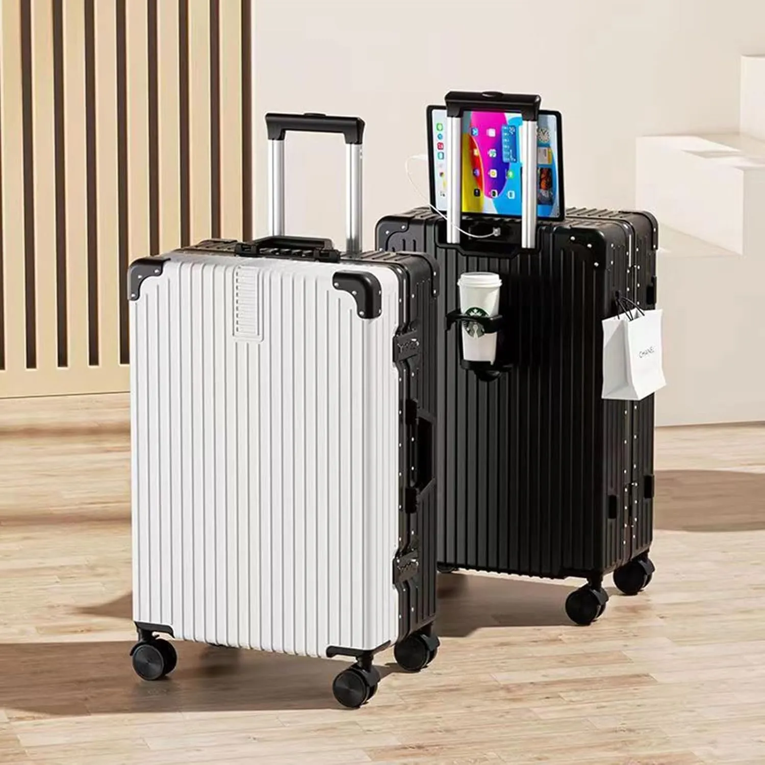 Lightweight Suitecase With Carry-on Bag, With Spinner Wheels, Expandable Luggage, Equipped With Anti-pick Combination Lock (Color : 22 Bag, Size : Green)