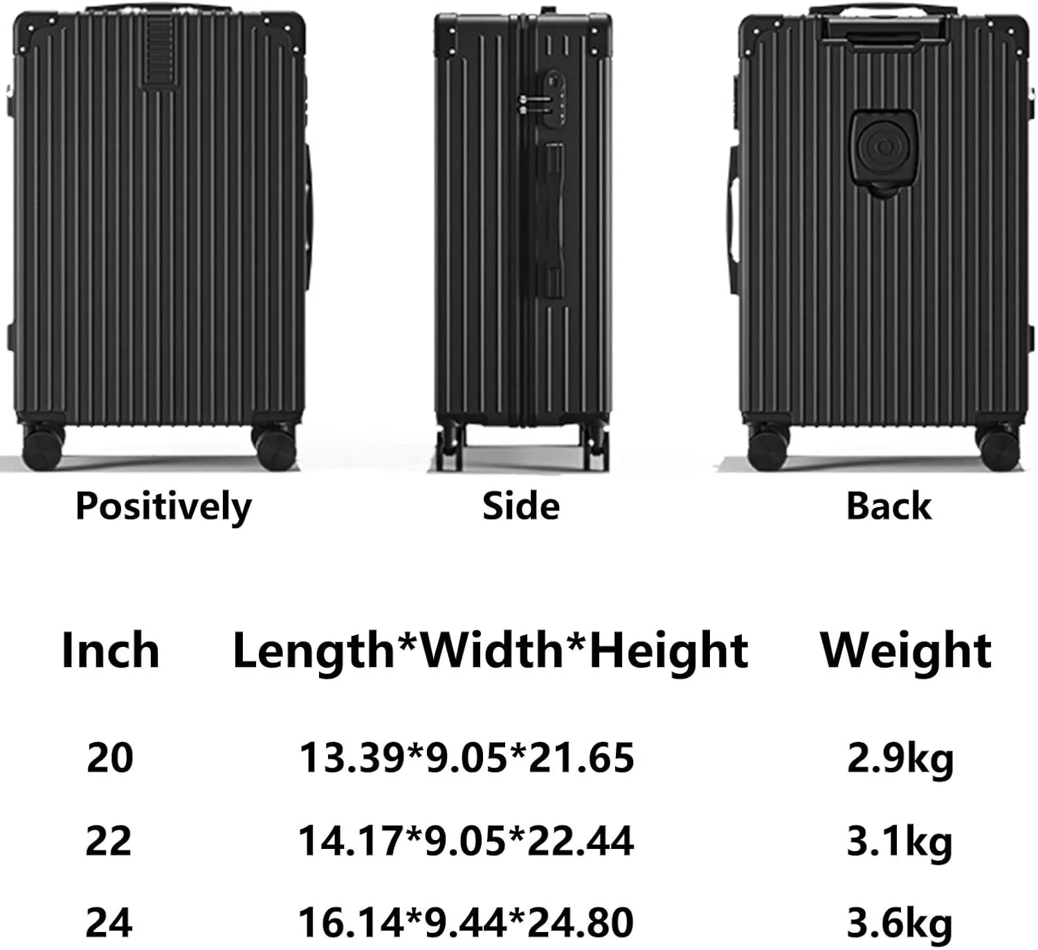 Lightweight Suitecase With Carry-on Bag, With Spinner Wheels, Expandable Luggage, Equipped With Anti-pick Combination Lock (Color : 22 Bag, Size : Green)