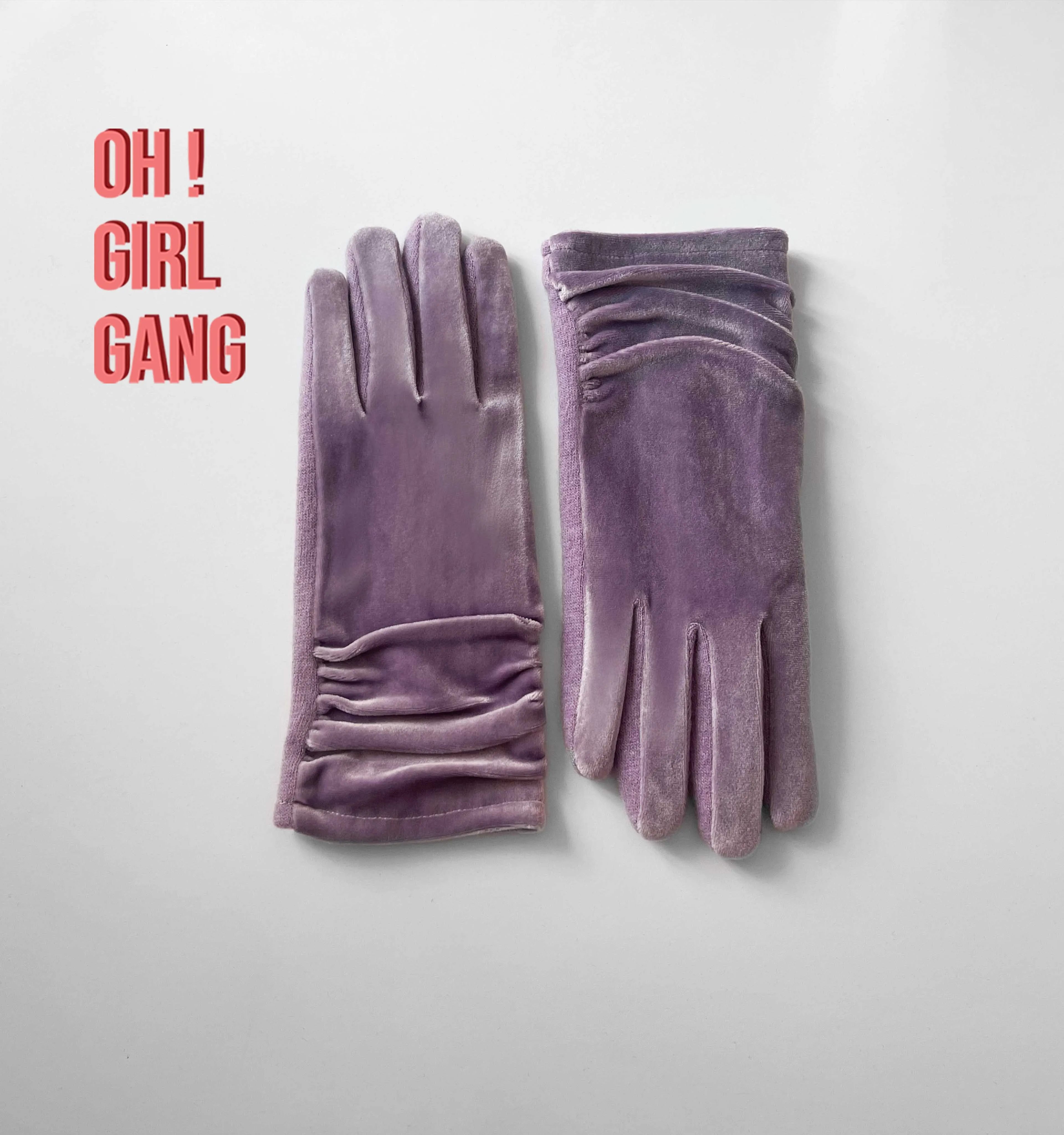 Lilac Velvet Short Gloves (24.5cm)