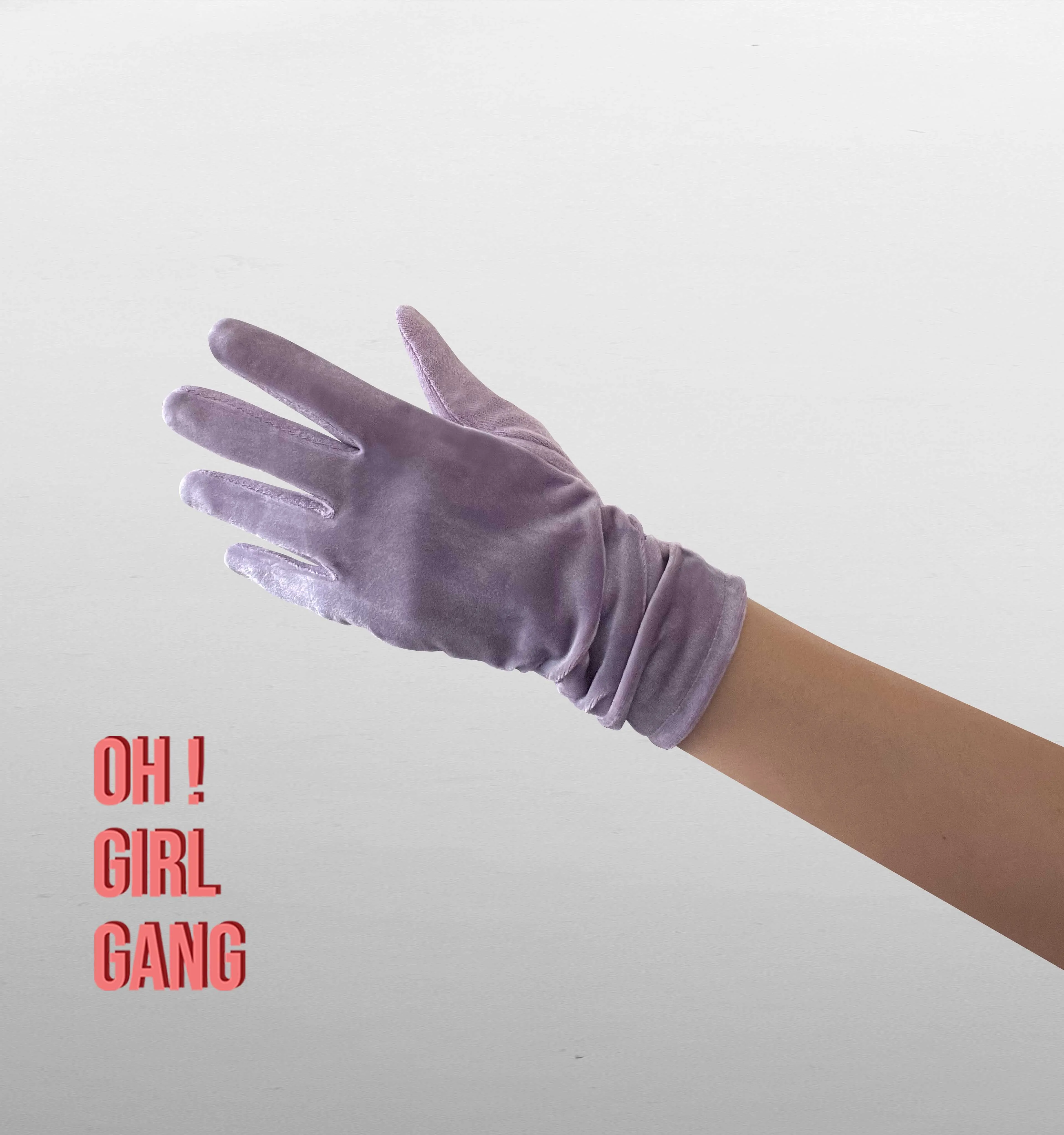 Lilac Velvet Short Gloves (24.5cm)