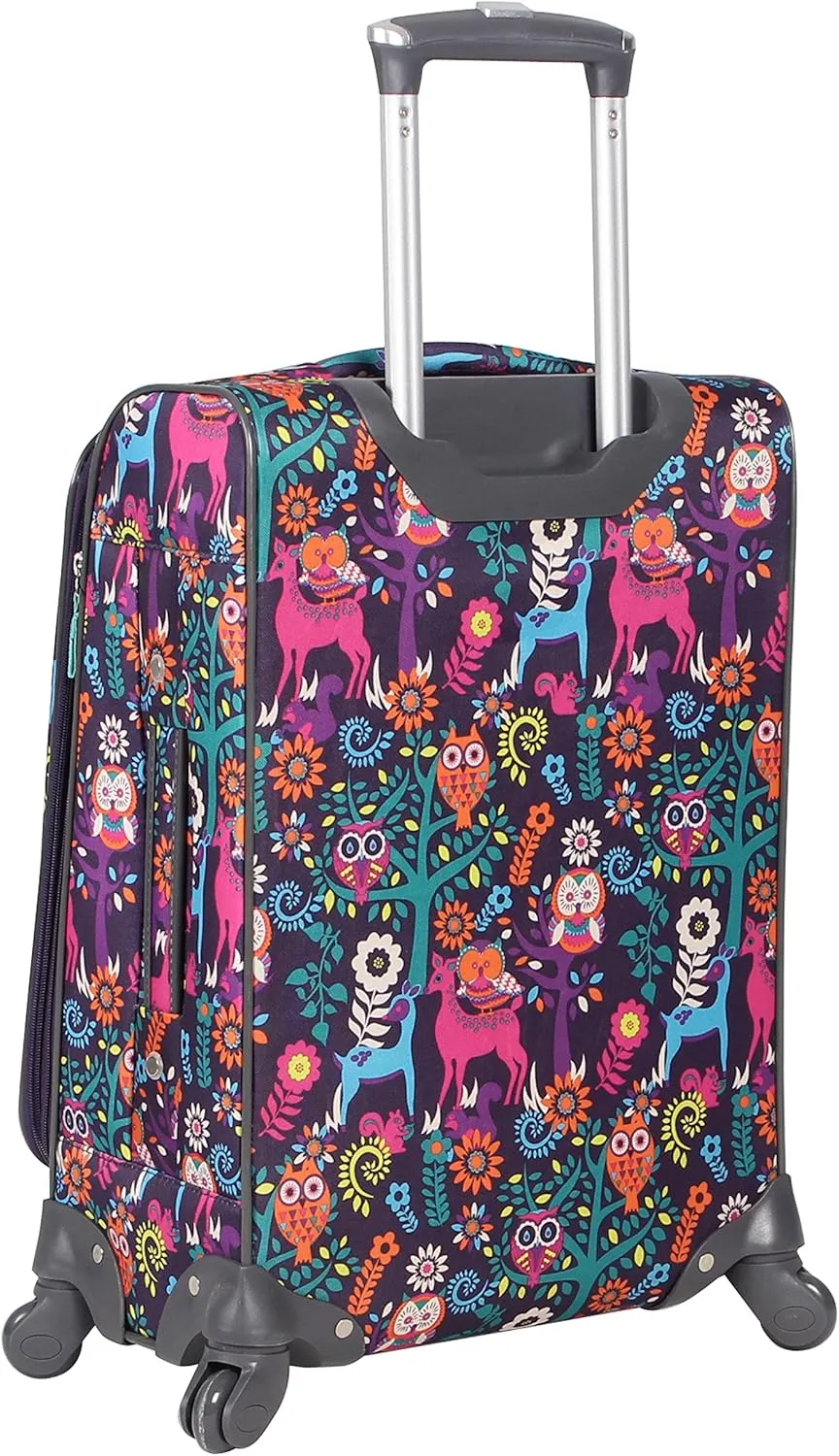 Lily Bloom Carry On Expandable Design Pattern Luggage With Spinner Wheels For Woman (20in, Wildwoods)