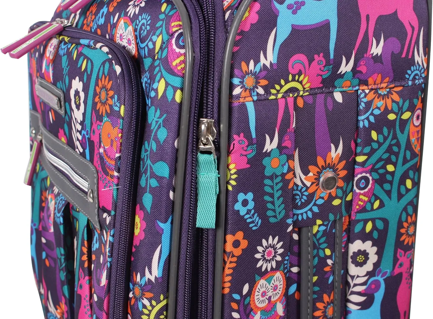 Lily Bloom Carry On Expandable Design Pattern Luggage With Spinner Wheels For Woman (20in, Wildwoods)