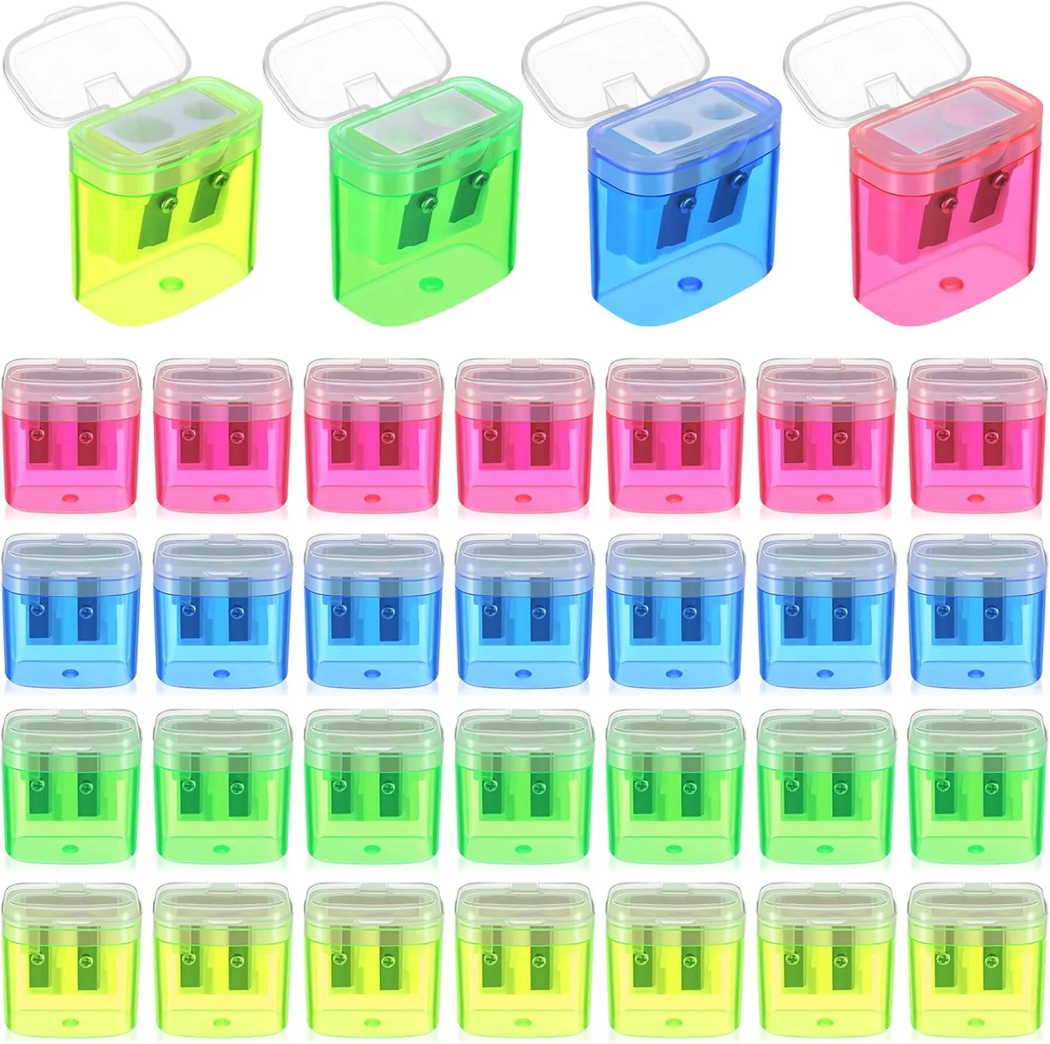 Lincia 72 Pcs Pencil Sharpeners Bulk Pencil Sharpeners Manual Colored Dual Holes Portable Handheld Compact Sharpener for Kids Adults Students Party Favor School Class Office Home Travel Supplies