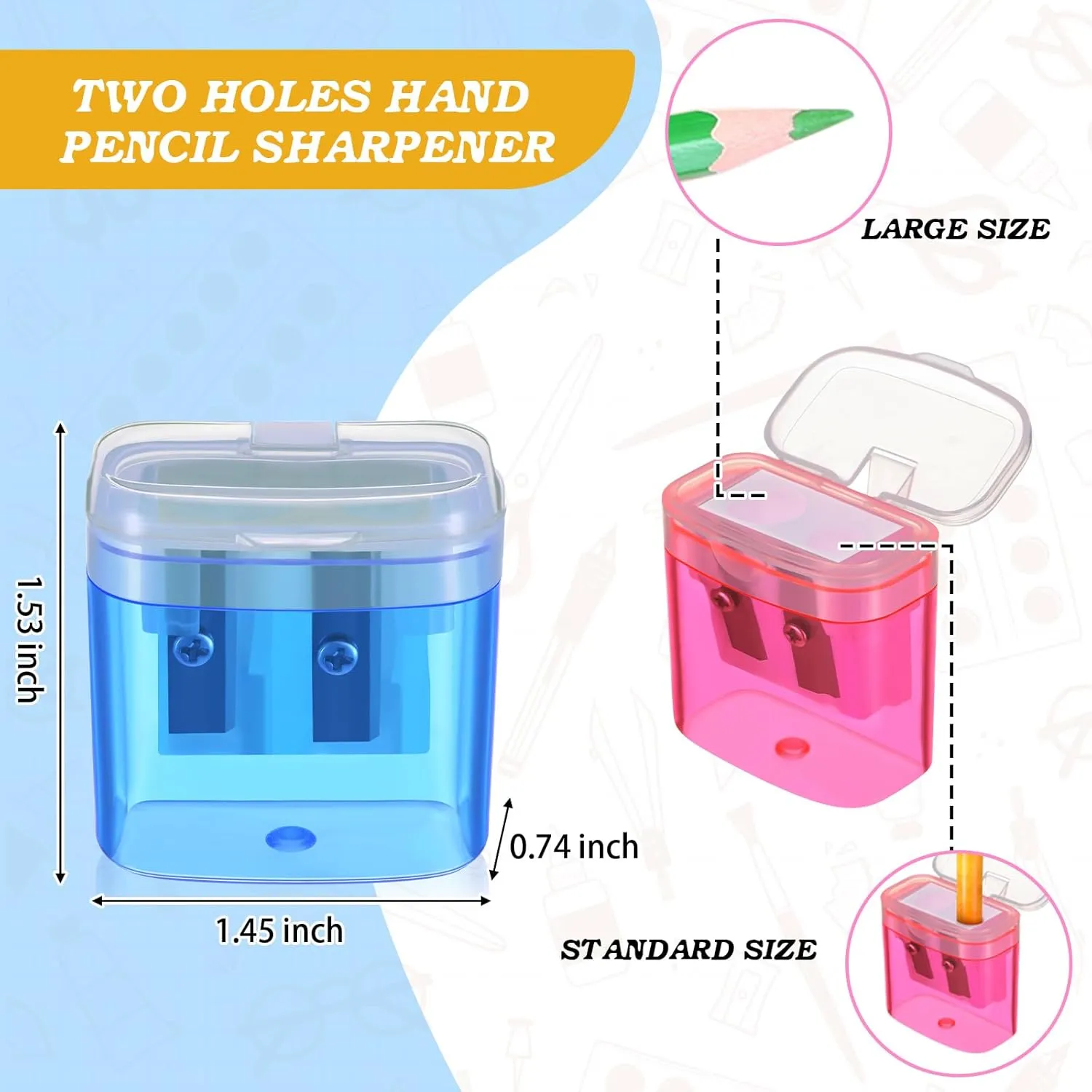 Lincia 72 Pcs Pencil Sharpeners Bulk Pencil Sharpeners Manual Colored Dual Holes Portable Handheld Compact Sharpener for Kids Adults Students Party Favor School Class Office Home Travel Supplies
