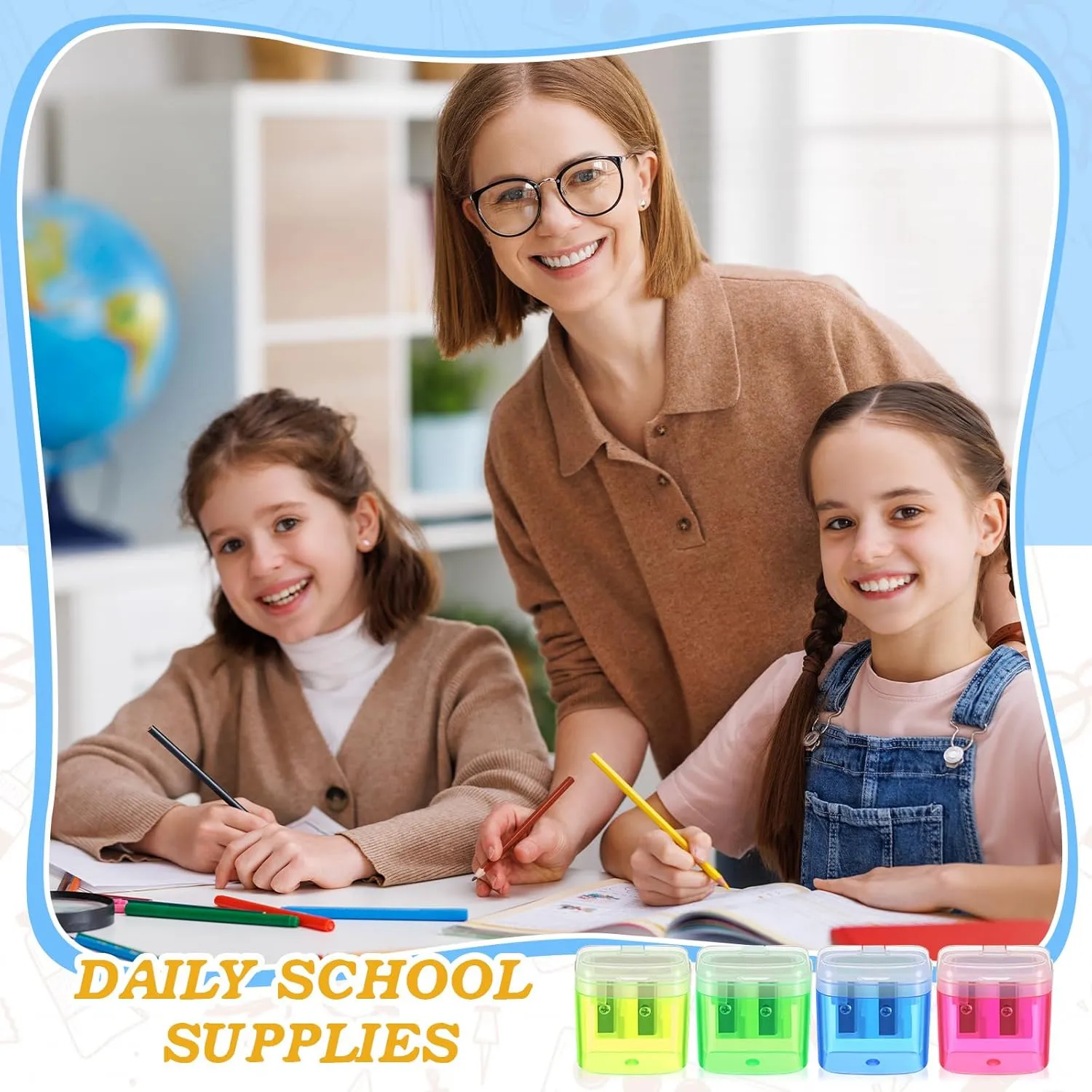 Lincia 72 Pcs Pencil Sharpeners Bulk Pencil Sharpeners Manual Colored Dual Holes Portable Handheld Compact Sharpener for Kids Adults Students Party Favor School Class Office Home Travel Supplies