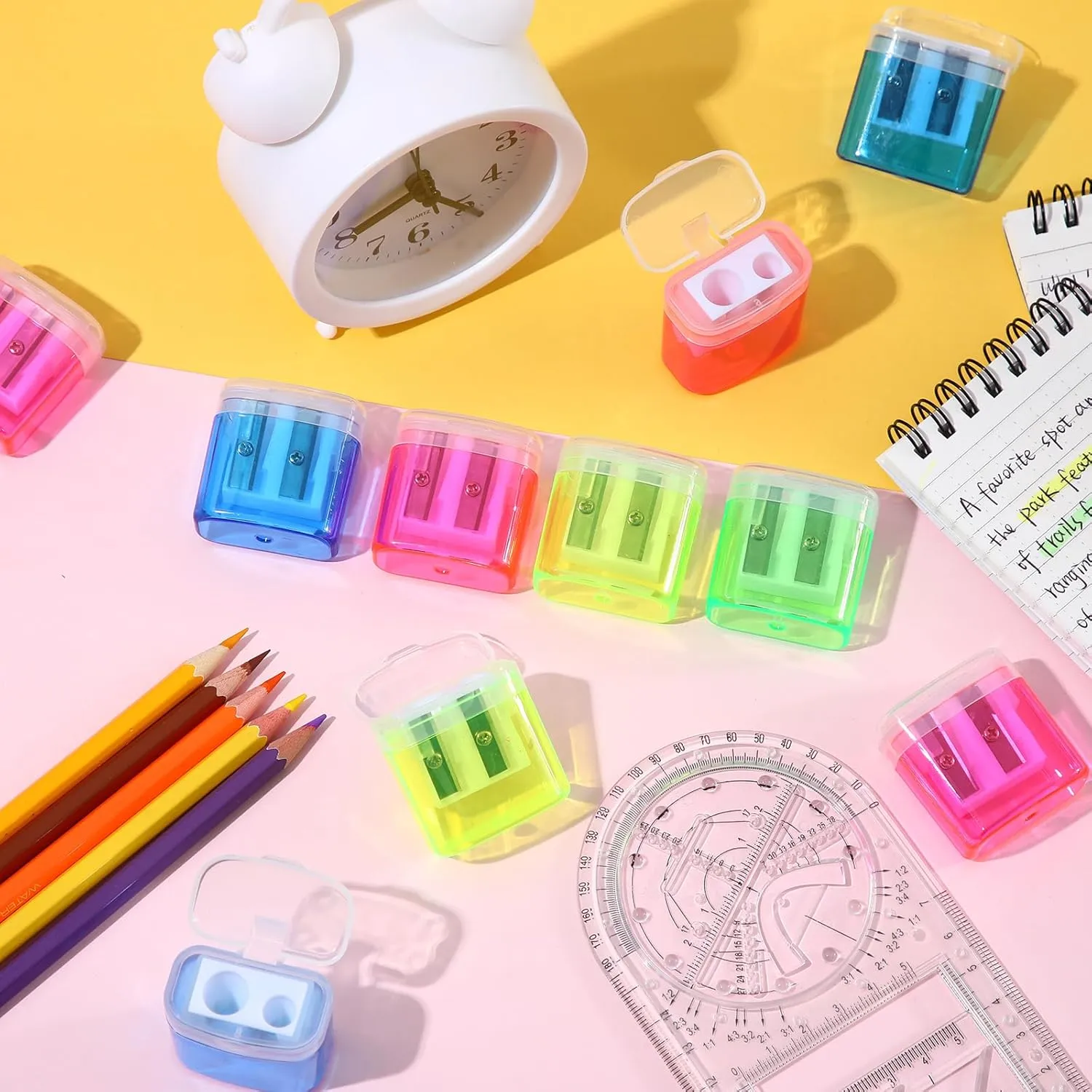 Lincia 72 Pcs Pencil Sharpeners Bulk Pencil Sharpeners Manual Colored Dual Holes Portable Handheld Compact Sharpener for Kids Adults Students Party Favor School Class Office Home Travel Supplies
