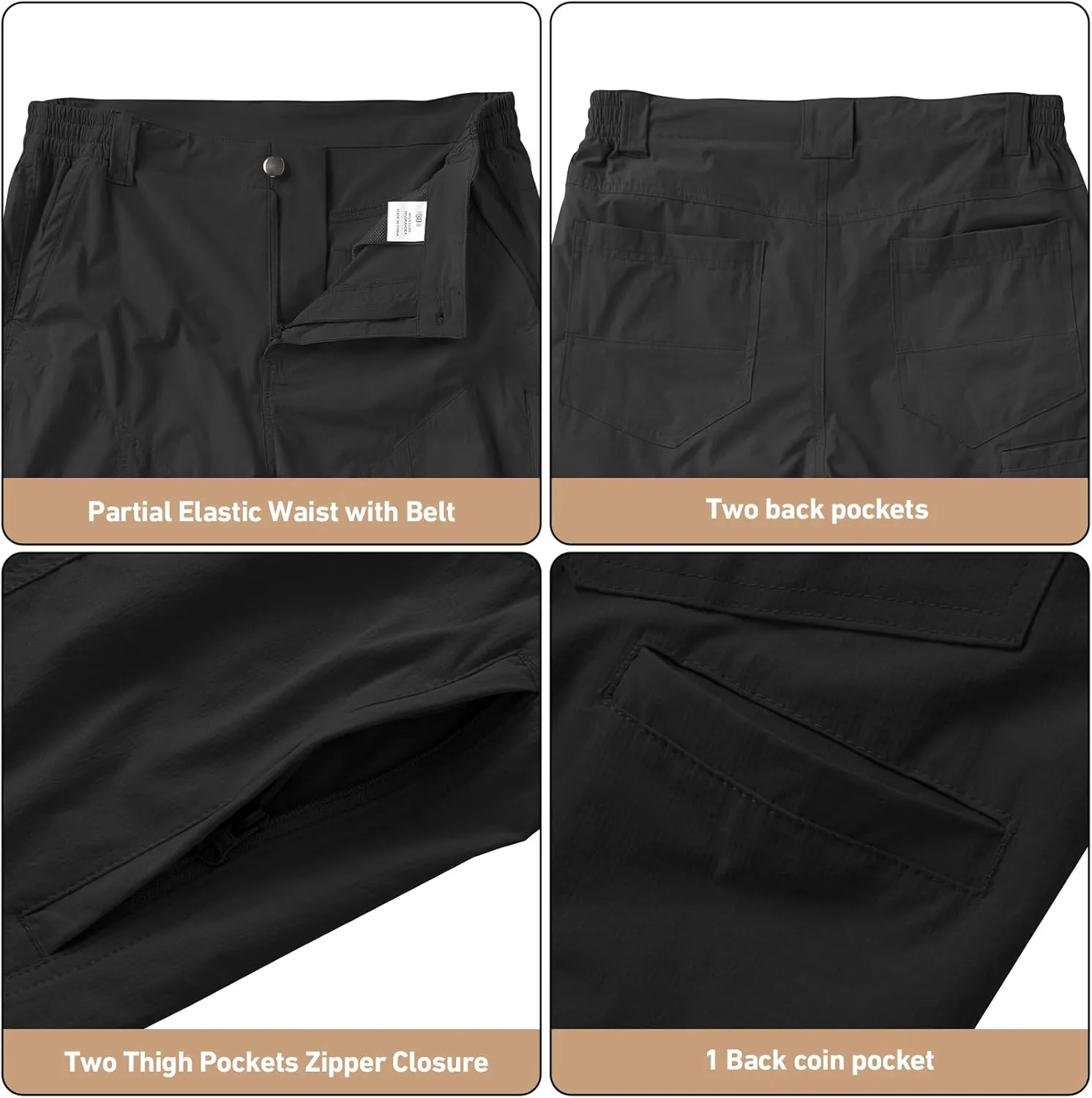 linlon Men's Hiking Cargo Shorts Quick Dry Lightweight Travel Shorts with Pockets for Fishing Camping