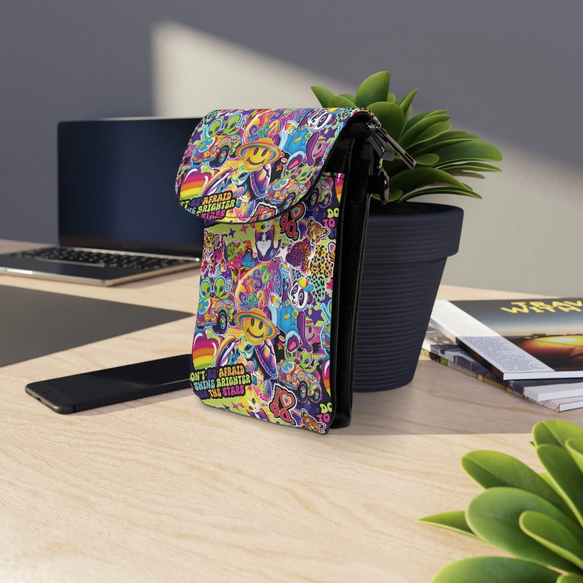 Lisa Frank I Love the 90s Cell Phone Wallet Bag