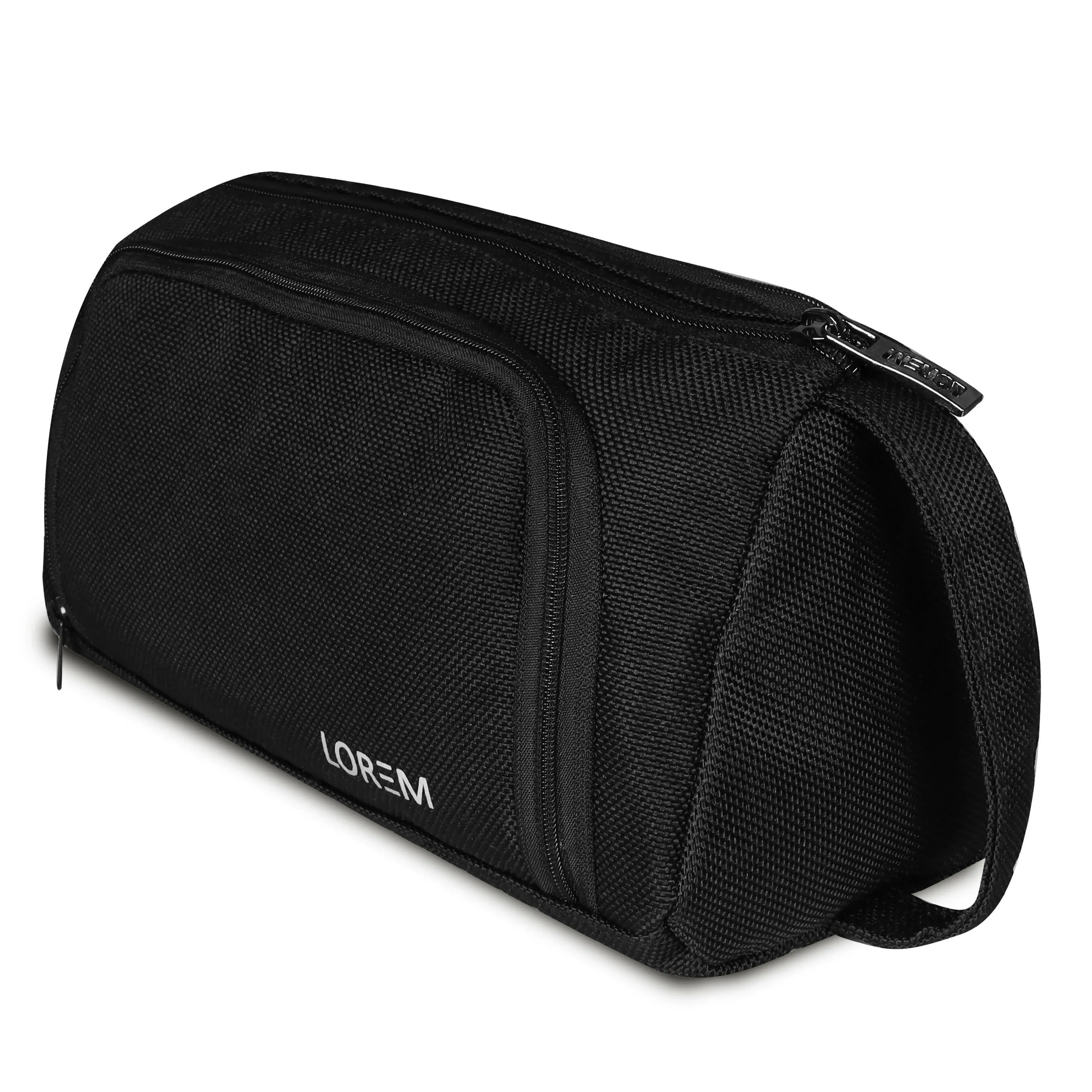 LOREM Black PVC Coated Matty Fabric Material Large Stationery Pen-Pencil/Small Makeup Pouch-Organizer OG11