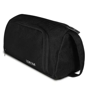 LOREM Black PVC Coated Matty Fabric Material Large Stationery Pen-Pencil/Small Makeup Pouch-Organizer OG11