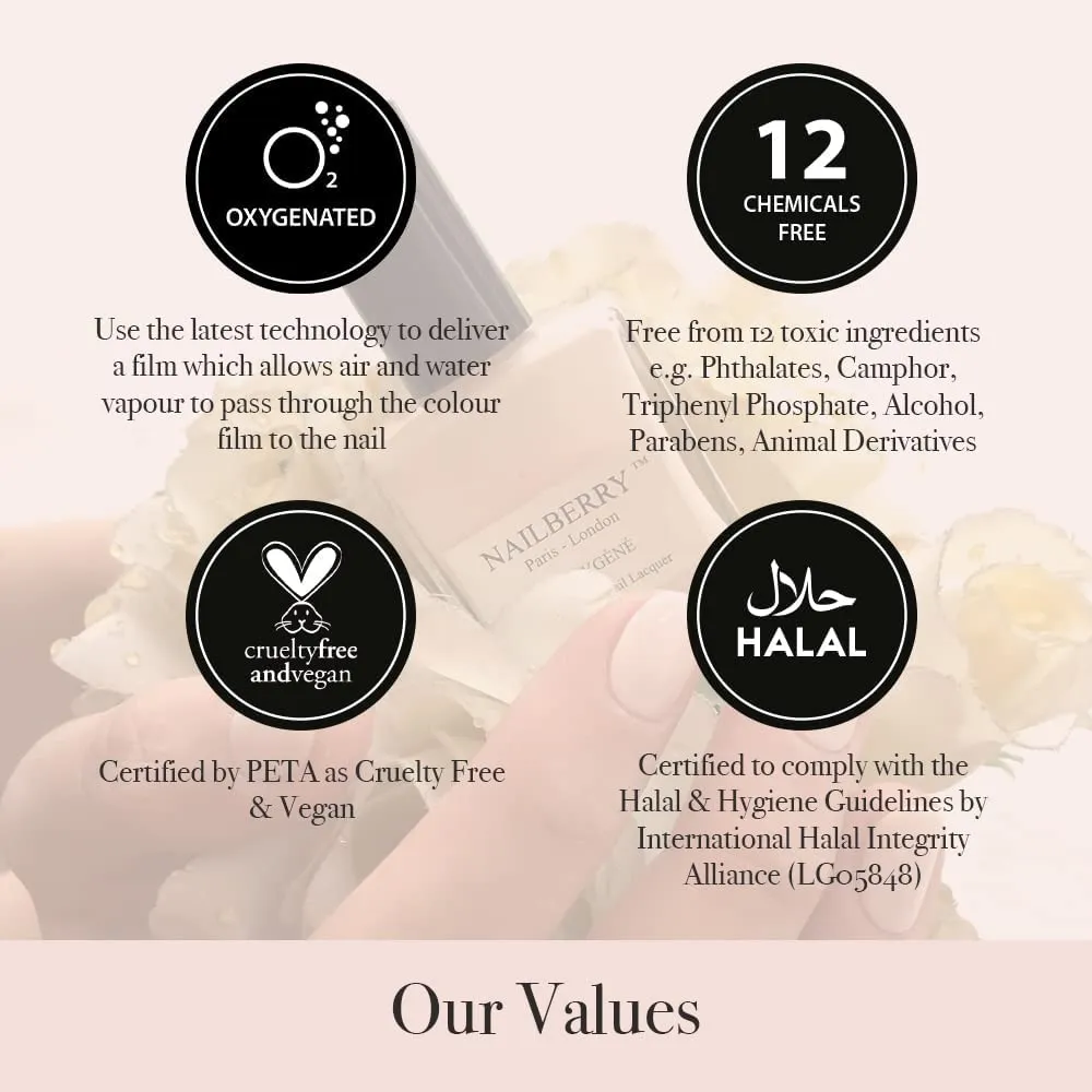 L'Oxygéné Oxygenated Nail Lacquer | Blueberry | Dark Blue Purple Opaque Nail Polish | UV Protected Long-Wear Nail Polish | 12-Free | Vegan | Certified Halal | Cruelty & Gluten Free | 15 ml