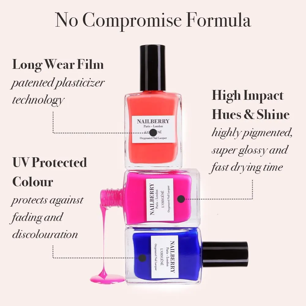 L'Oxygéné Oxygenated Nail Lacquer | Blueberry | Dark Blue Purple Opaque Nail Polish | UV Protected Long-Wear Nail Polish | 12-Free | Vegan | Certified Halal | Cruelty & Gluten Free | 15 ml