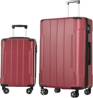 Luggage Set for Effortless Travel, Lightweight & Expandable Suitcases with Double Wheels, for Adventure and Convenience, Red