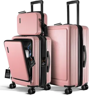 Luggage Sets 2 Piece, 22 Inch Carry on Luggage and 24 Inch Suitcases with Wheels Spinner, Durable Hard Shell Suitcase Set, Expandable Travel Suitcase, Pink