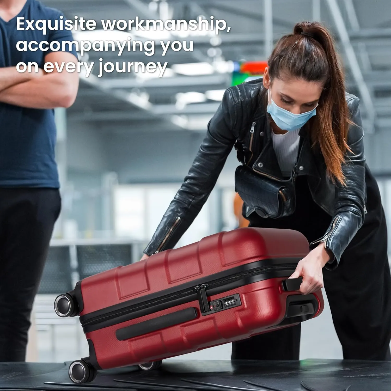 Luggage Sets 3 Piece with Spinner Wheel, Hardside Suitcase Set with TSA Lock, Expandable Travel Luggage for Women, Red