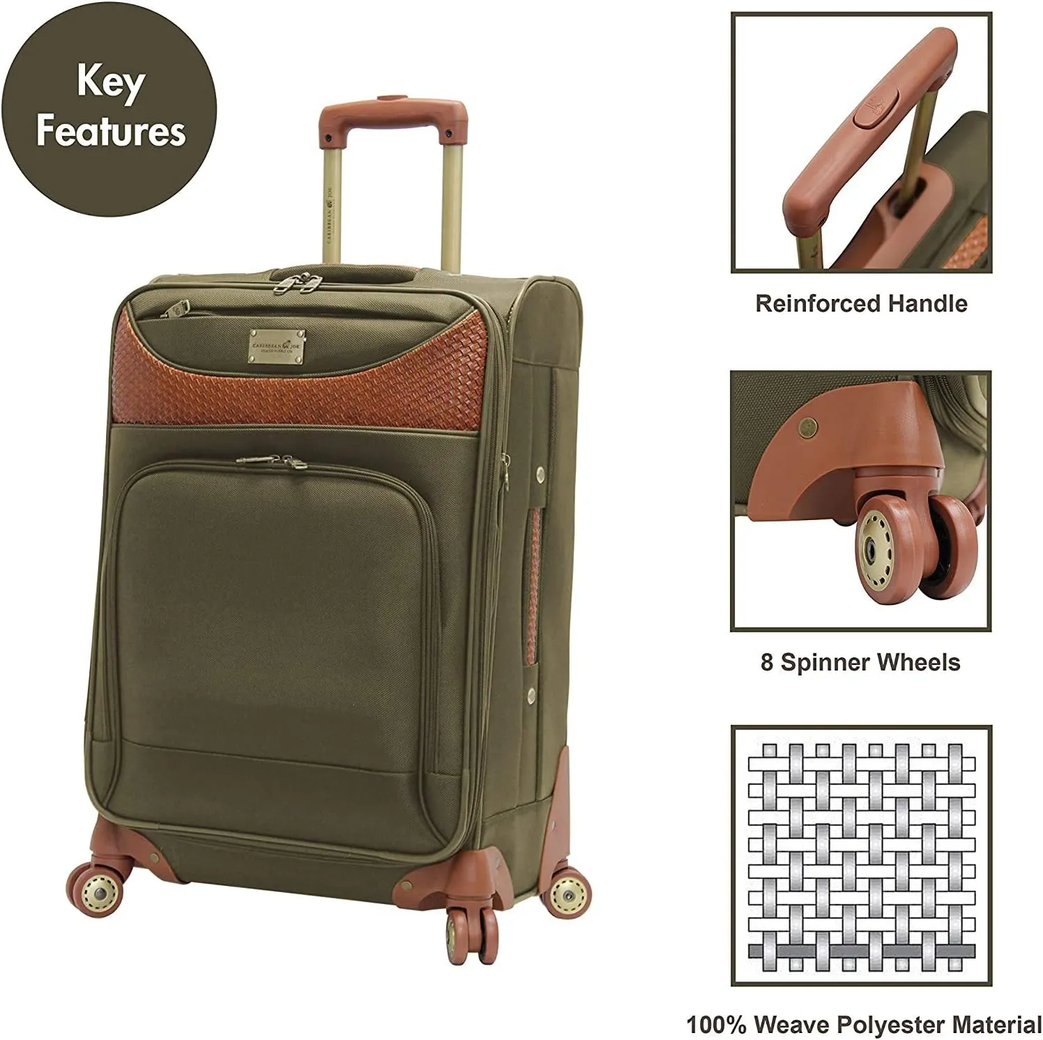 Luggage Sets with Spinner Wheels, Softside Expandable 20" 24" 28" Suitcase Carry-On 15 Inch Tote Bag