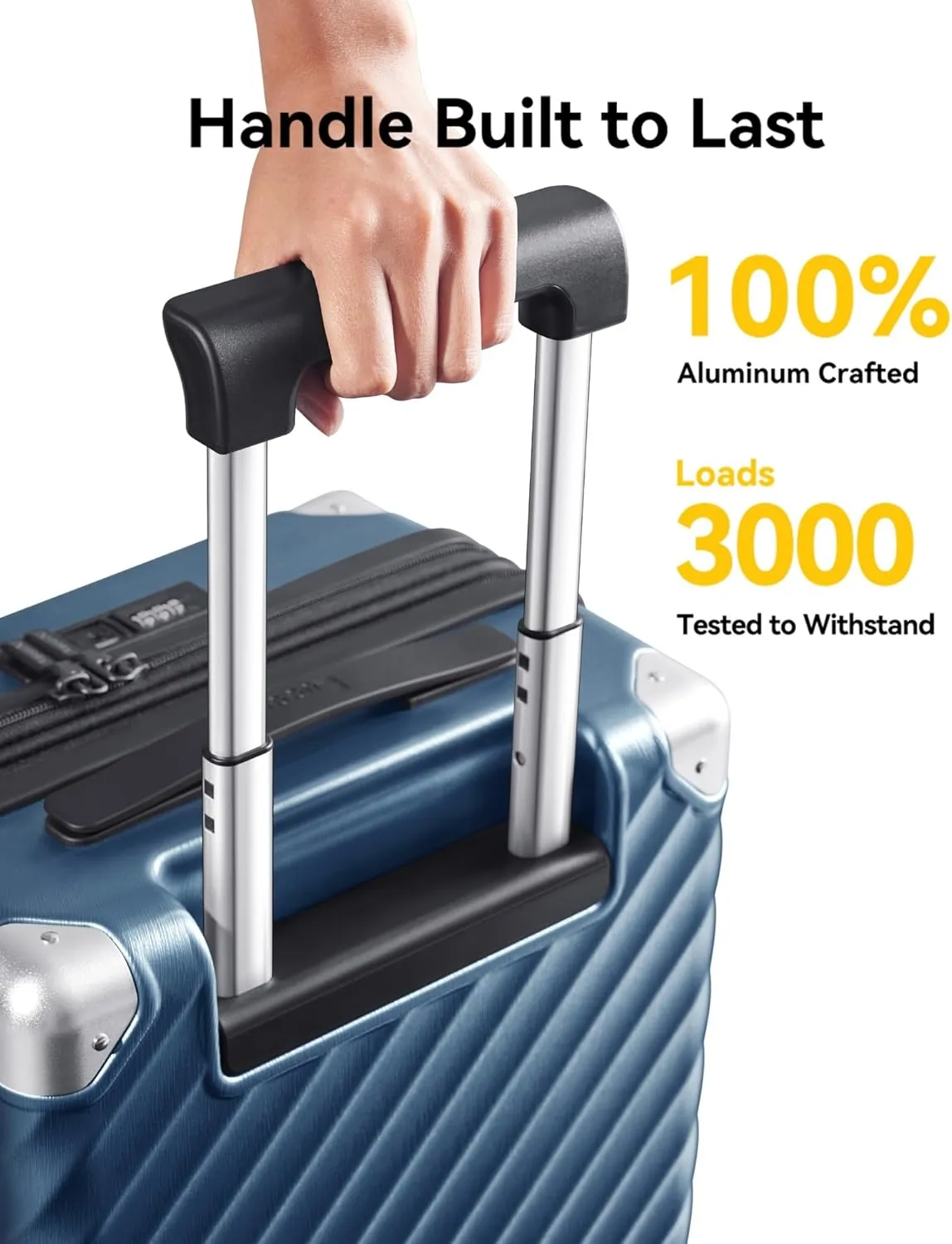 LUGGEX Luggage with Spinner Wheels, Polycarbonate Expandable Hard Shell Suitcase, Carry On 20 Inch, Silver