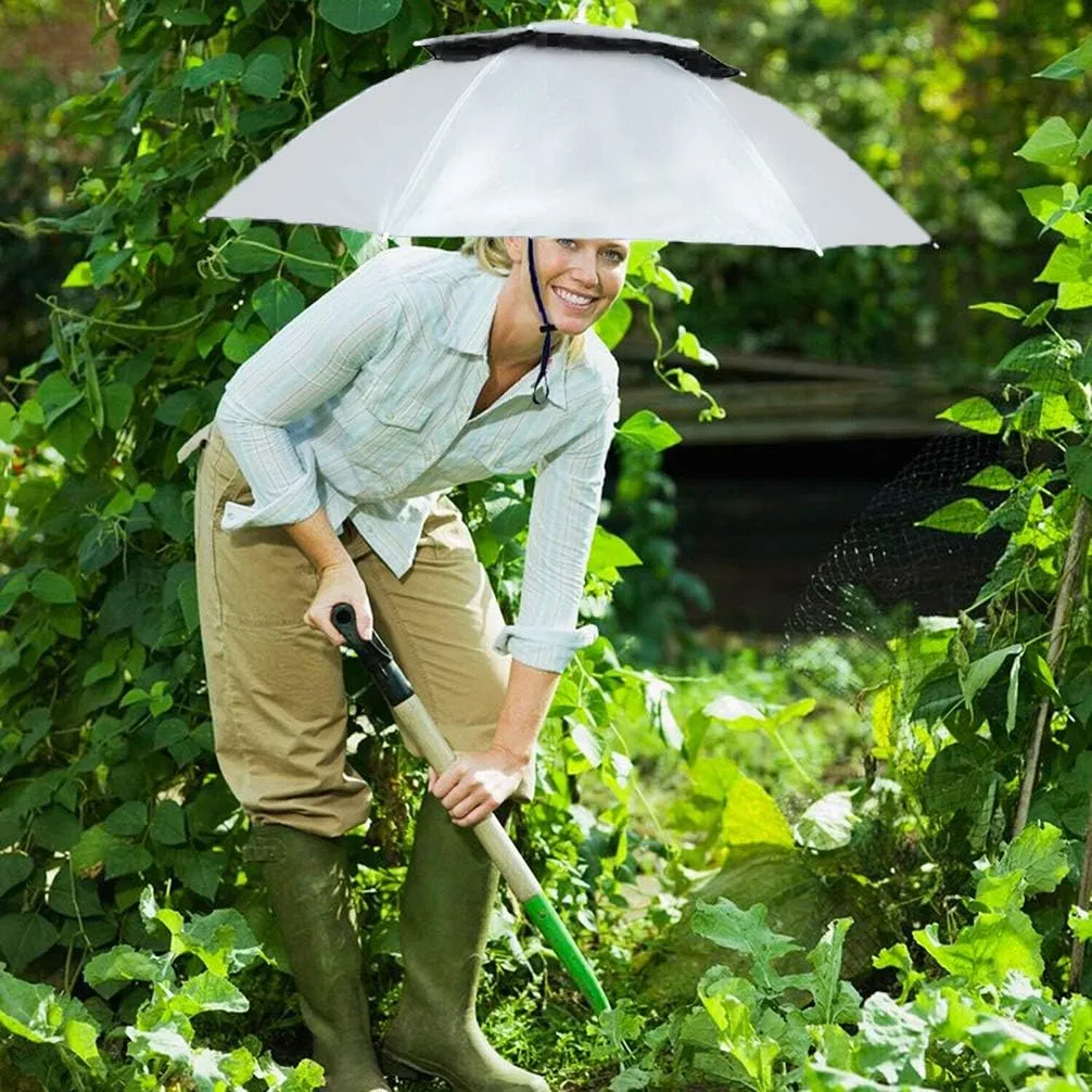 Luwint 36'' Diameter Double Layer Folding Compact UV Rain Protection Umbrella Hat