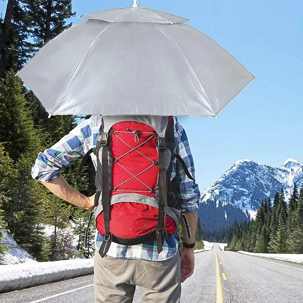 Luwint 36'' Diameter Double Layer Folding Compact UV Rain Protection Umbrella Hat
