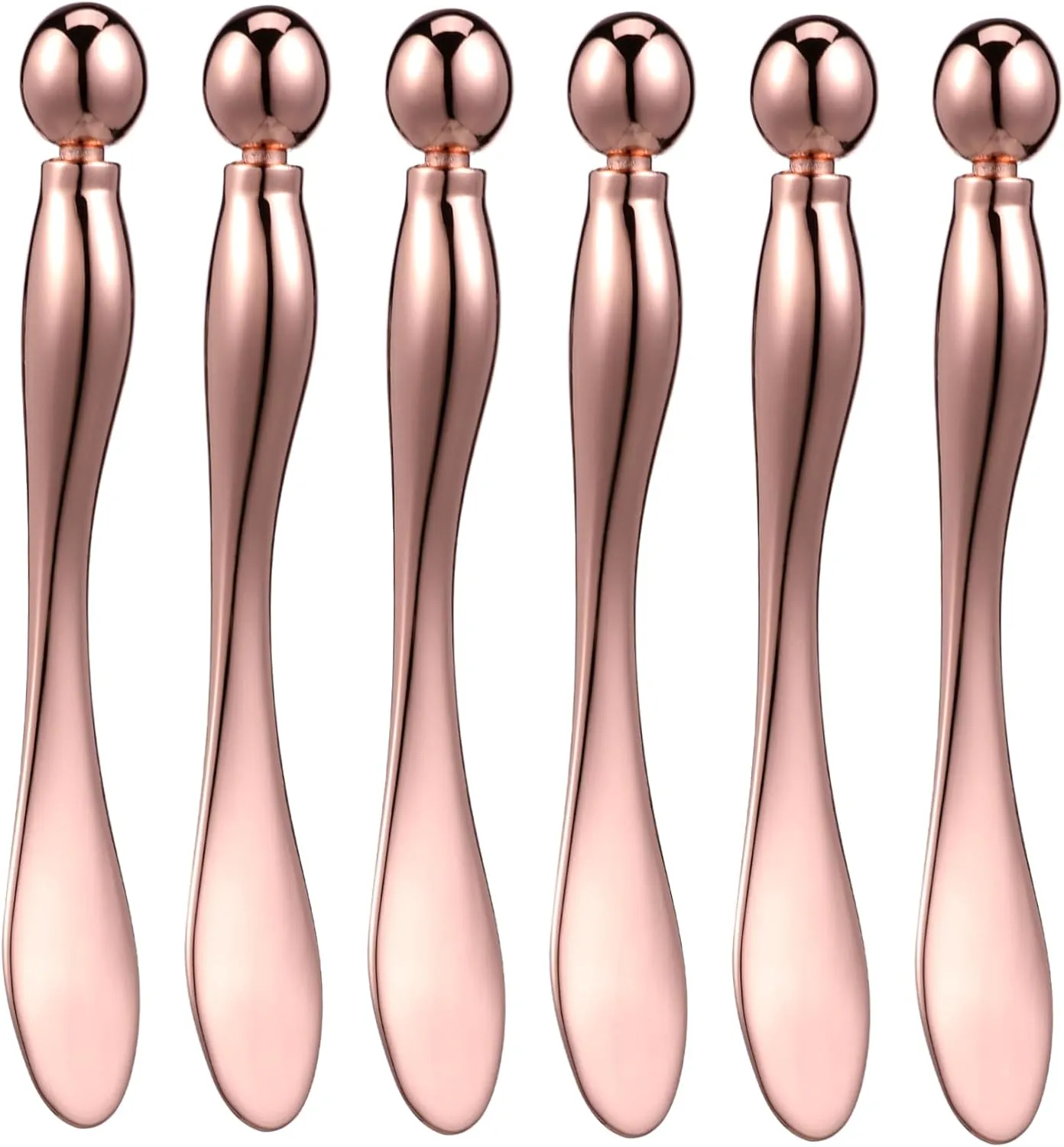 Luxshiny 6 Pcs Eye Cream Applicator Metal Eye Roller Flat Tipped Spatula for Precise Application Facial Massager Easy to Clean Stylish Design