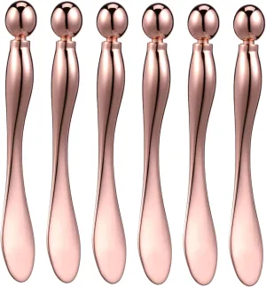 Luxshiny 6 Pcs Eye Cream Applicator Metal Eye Roller Flat Tipped Spatula for Precise Application Facial Massager Easy to Clean Stylish Design