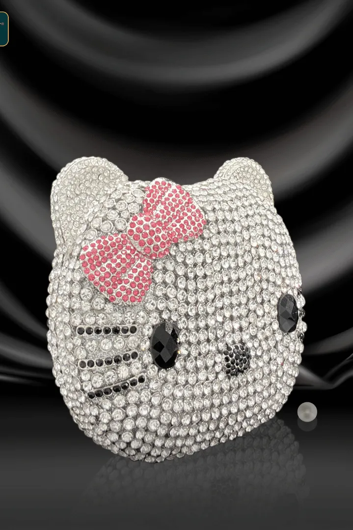Luxury Cat Shape Crystal Evening Clutch