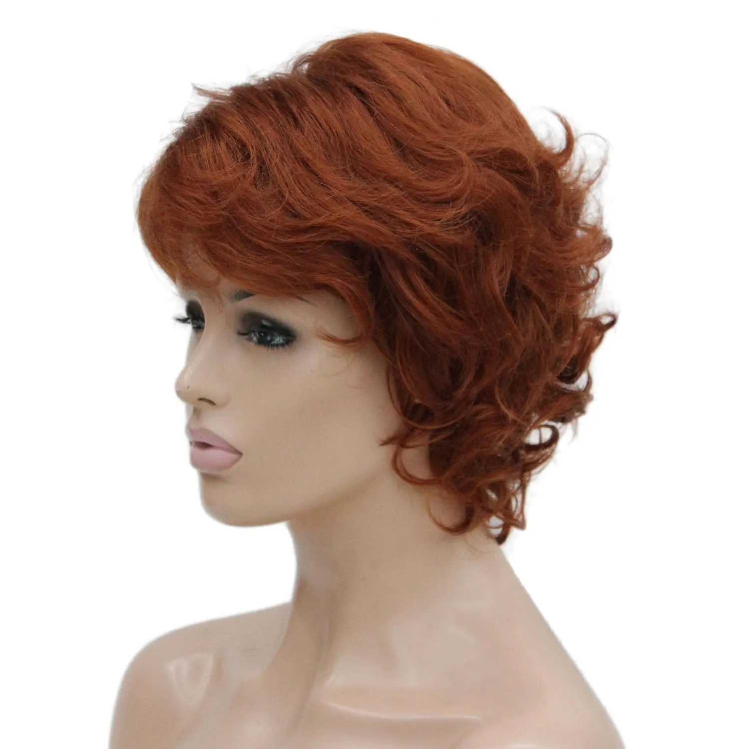 Lydell 6" Short Curly Wavy Wigs Synthetic Full Hair Classic Style(130 Fox Red)