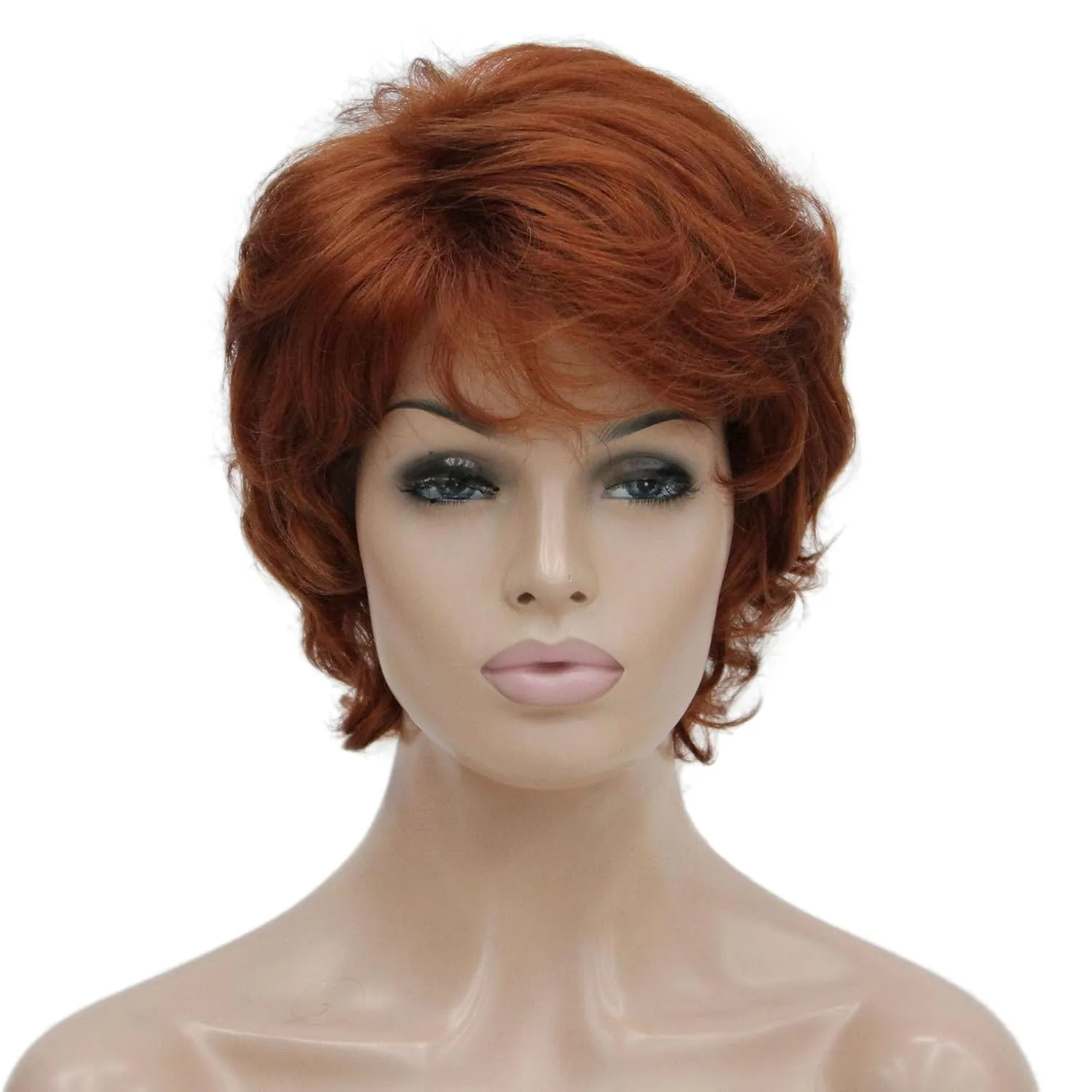 Lydell 6" Short Curly Wavy Wigs Synthetic Full Hair Classic Style(130 Fox Red)