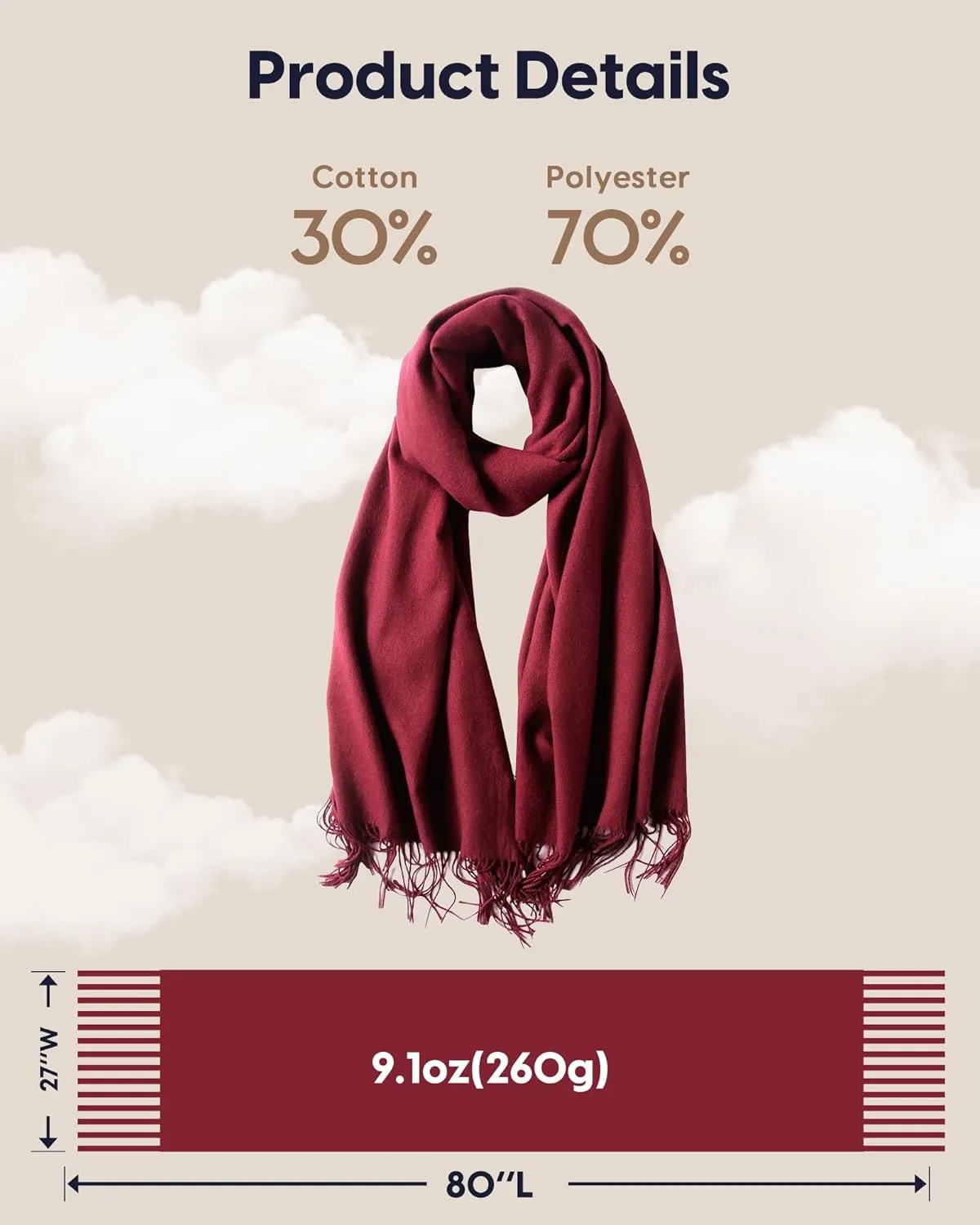 maamgic Women's Scarf Pashmina Shawls and Wraps for Evening Dresses Travel Office Winter Wedding Large Scarves