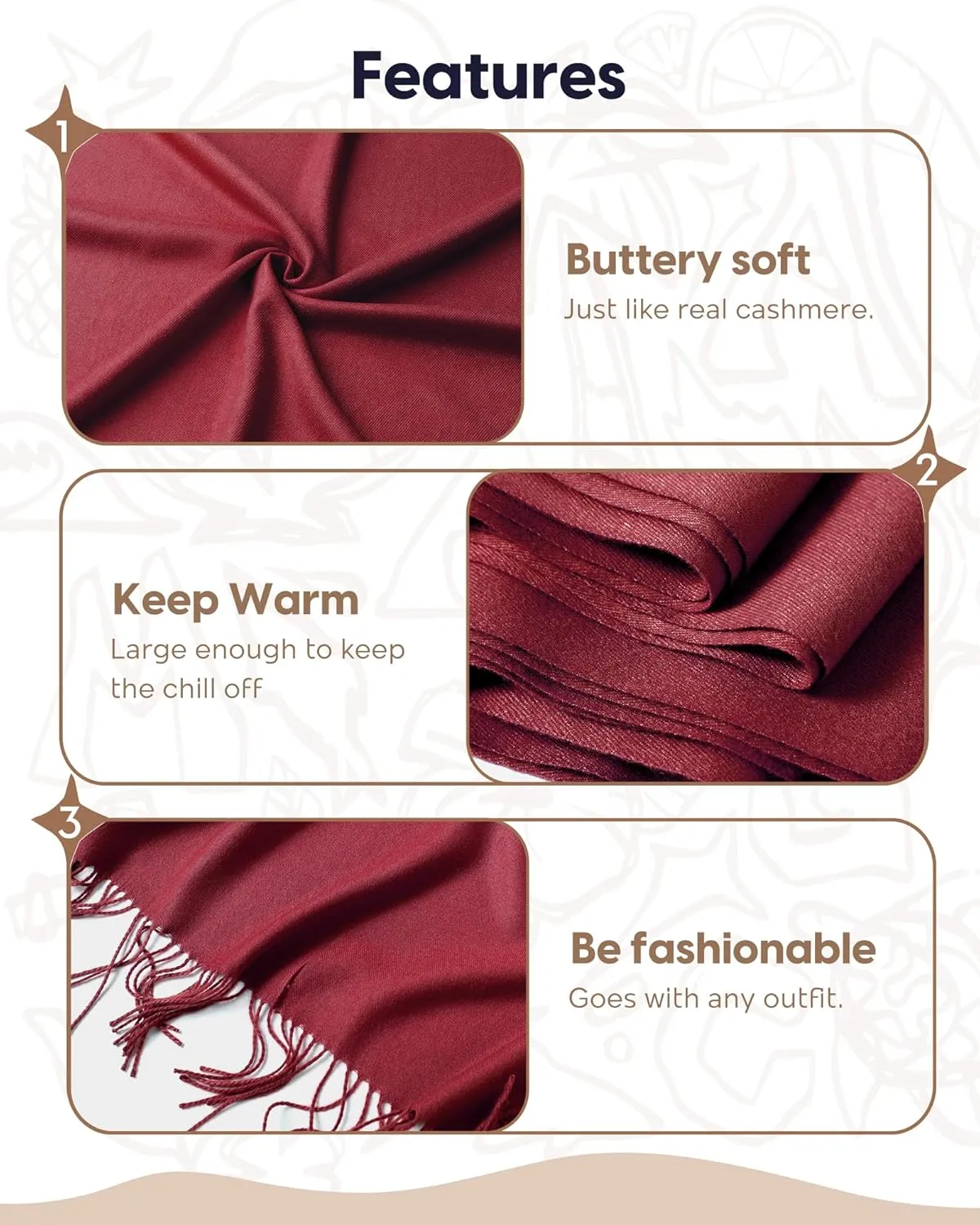 maamgic Women's Scarf Pashmina Shawls and Wraps for Evening Dresses Travel Office Winter Wedding Large Scarves