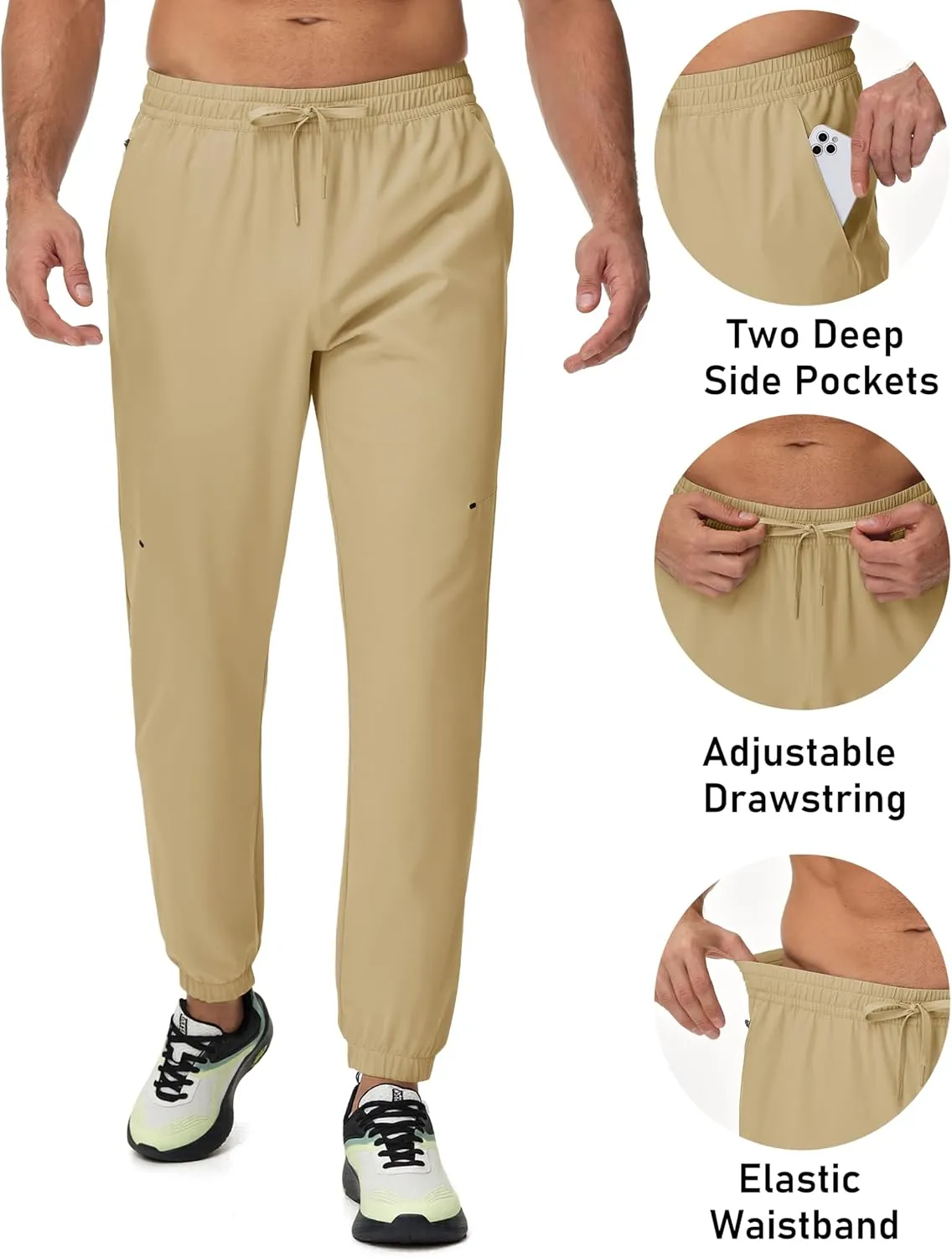 MAGCOMSEN Men's Lightweight Hiking Pants Quick Dry Travel Pants for Men with 3 Pockets Breathable for Casual Outdoor