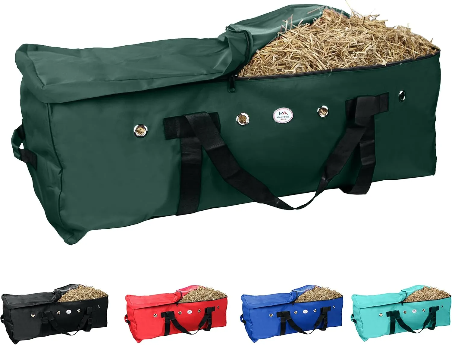 Majestic Ally 1200 D Nylon Fabric Large 44” x 20” x 16” and Extra Large 52" x 27" x21" Heavy-Duty Hay Bale Storage Bag (Hunter Green, Large)