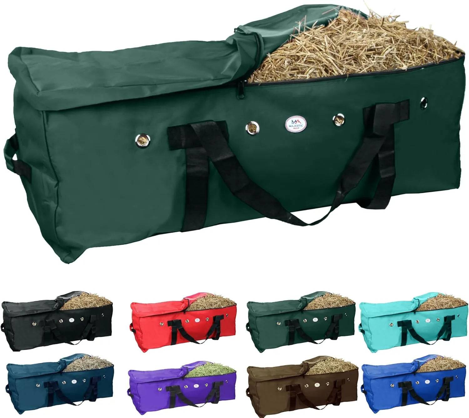 Majestic Ally 1200 D Nylon Fabric Large 44” x 20” x 16” and Extra Large 52" x 27" x21" Heavy-Duty Hay Bale Storage Bag (Hunter Green, Large)