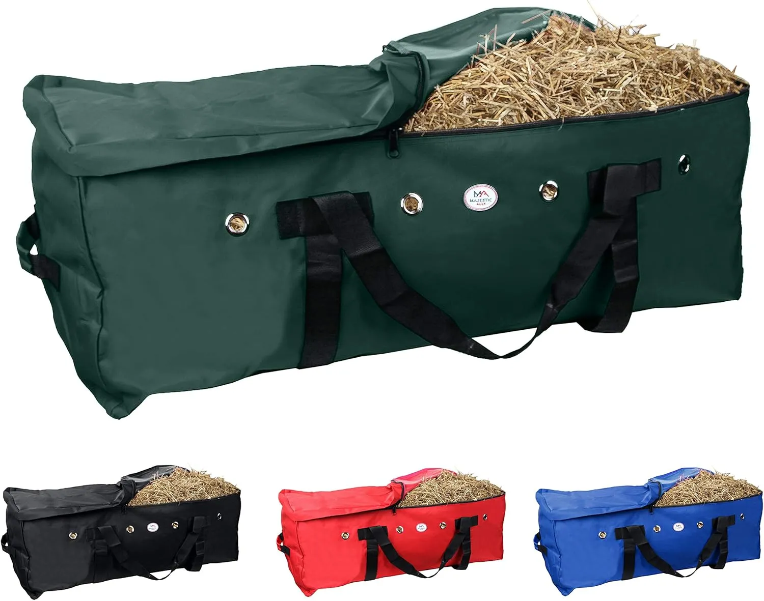Majestic Ally 1200 D Nylon Fabric Large 44” x 20” x 16” and Extra Large 52" x 27" x21" Heavy-Duty Hay Bale Storage Bag (Hunter Green, Large)