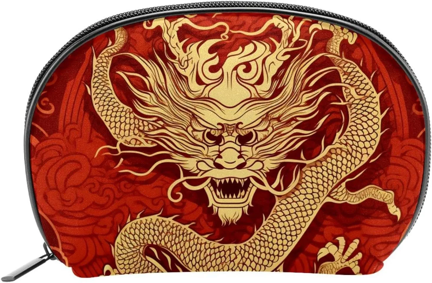 Makeup Bag Organizer,Cosmetic Bags for Women,Chinese Gold Texture Dragons,Small Makeup Pouch