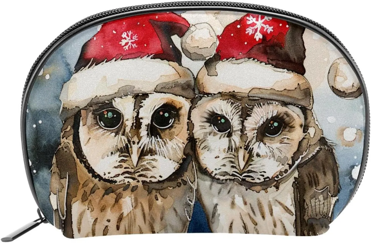 Makeup Bag Organizer,Cosmetic Bags for Women,Christmas Hat Animal Owl,Small Makeup Pouch