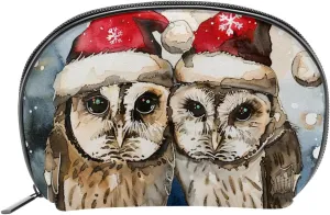 Makeup Bag Organizer,Cosmetic Bags for Women,Christmas Hat Animal Owl,Small Makeup Pouch